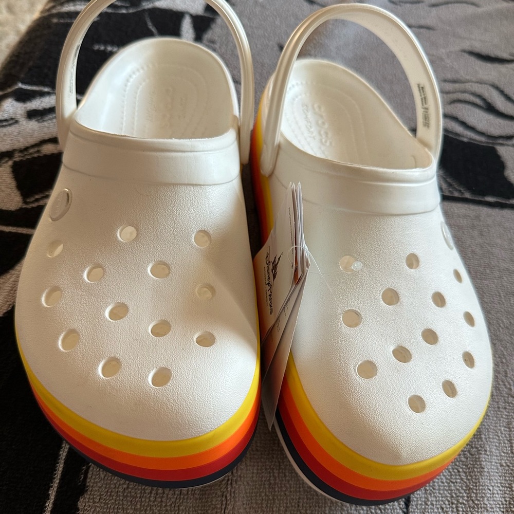 Disney Platform Retro stripe with Castle crocs